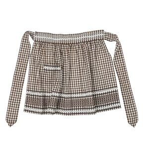 Vintage Gingham Brown and White Checkered Apron